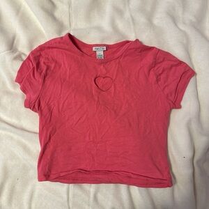 Pink baby tee with heart cut out!